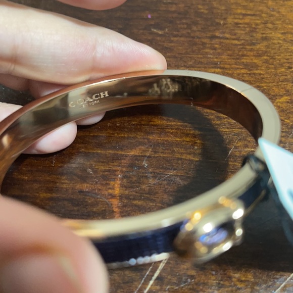 COACH Rose Gold Midnight Signature Push Hinged Bangle Bracelet - Picture 4 of 5